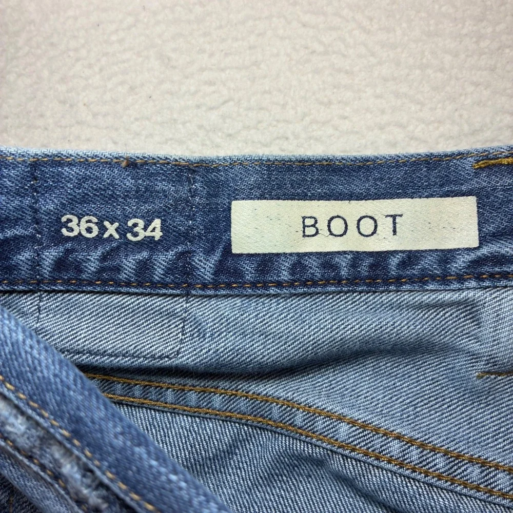 Gap Bootcut Jeans Men 36x34 Blue Faded Whiskered Denim 1969 Western Casual